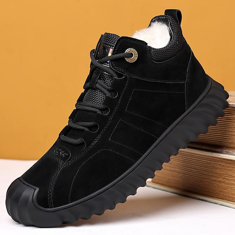 

Модные мужские повседневные зимние ботинки на шнуровке с высоким верхом из плюша, теплые зимние ботинки для мужчин, походные ботинки для активного отдыха, модные кроссовки для мужчин, хлопковая обувь 44 чёрный