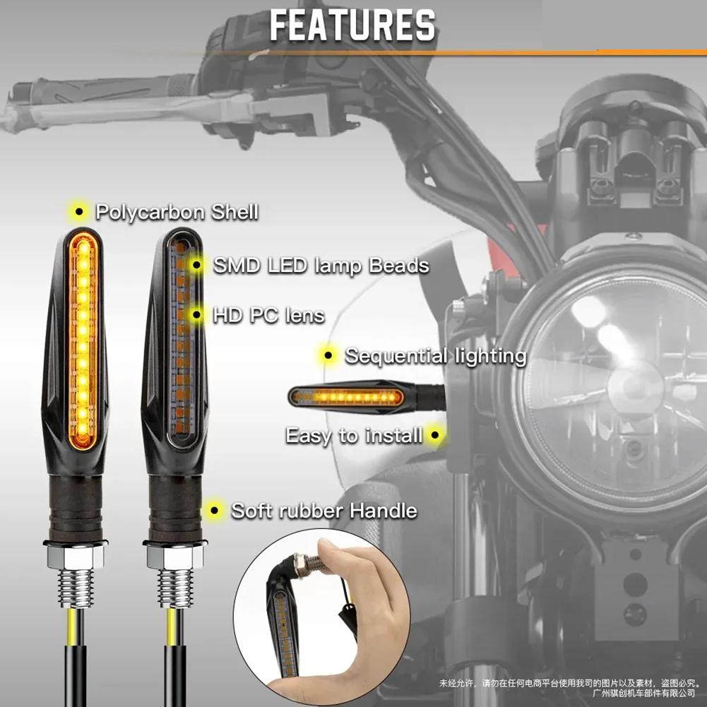 2pcs Multi-functional Motorcycle Turn Signal IP68 12V LED Portable Line Strip Running Horse Indicator Taillight Flash
