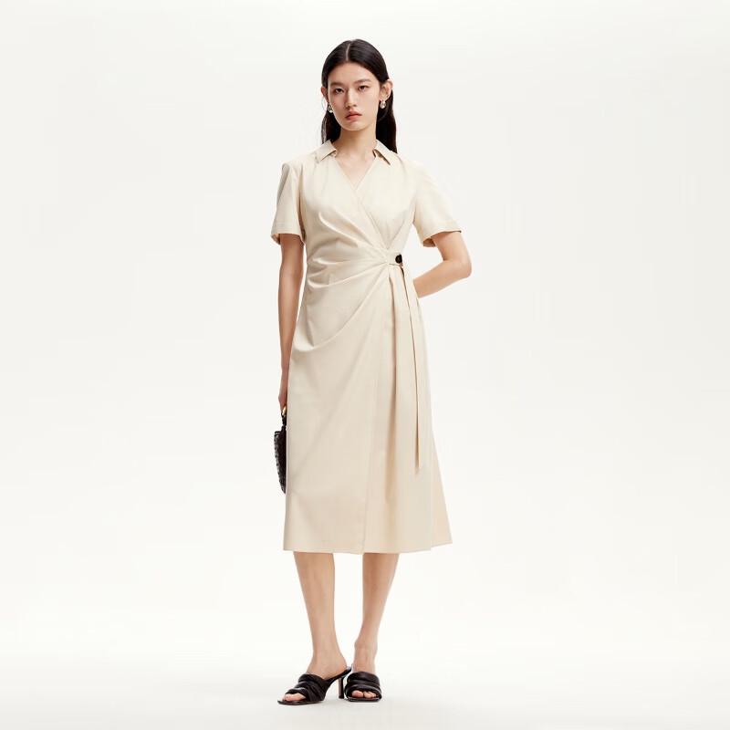 VEROMODA Women's V-Neck Irregular Waist Pleated Dress