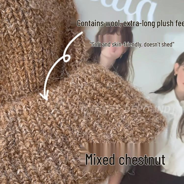 Übergroße Strickmütze im japanischen Stil für Damen - Kuschelig, dick und ohrenwärmend für Herbst und Winter