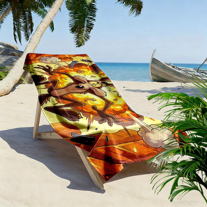 Looney Tunes Print Beach Towel, Large Soft Quick Dry Towel for Beach Camping Swimming