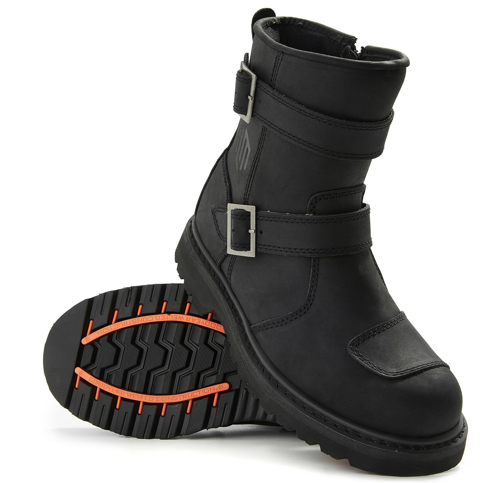 

Мотоботы ILM из натуральной кожи для мотоциклетного туризма на открытом воздухе и и Легко надевать и снимать Стильные и стильные для и Осенние Мужские (воловья кожа) чёрный