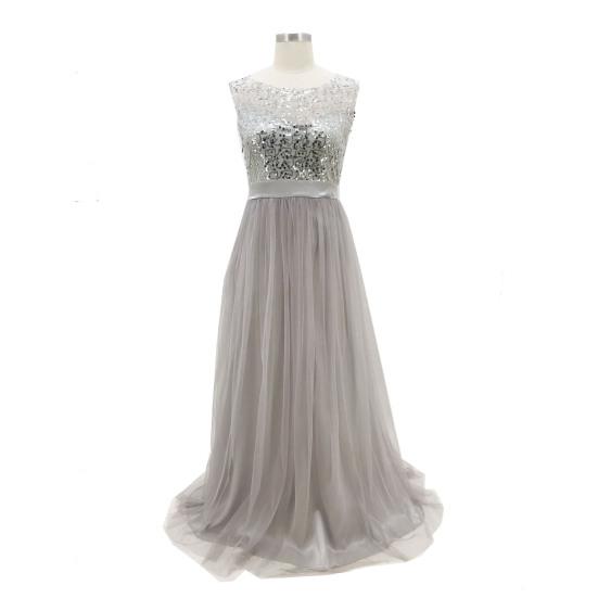 Damen Abendkleid Durchsichtiges Netz Glänzendes Pailletten-Patchwork Figurbetonte Taille Ärmellos Zum Ausgehen
