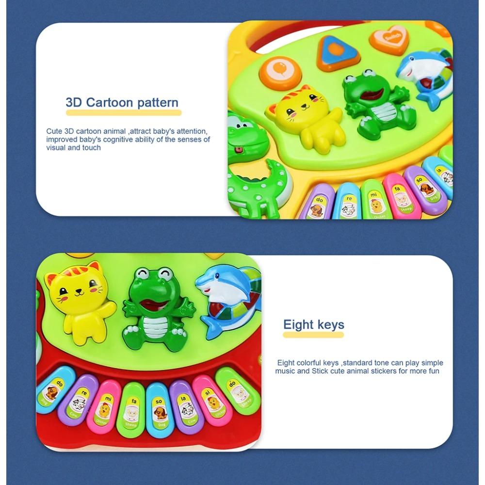 Kids Cartoon Piano Keyboard Game with Animal Sounds Flashing Light Music Baby Instrument Music Toys Educational Toys Kids Gifts