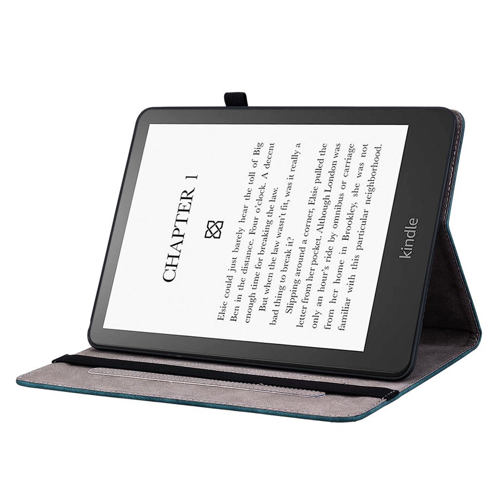 Para Amazon Kindle Paperwhite (2024) Estojo de Couro Porta-Cartões Flor Rosa Capa para E-Reader