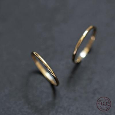 925 Sterling Silver Plated 14K Gold Minimalist Thin Ring for Women  Korean Fashionable Stacked Ring