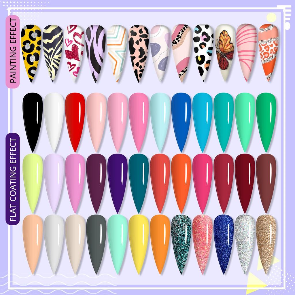 Saviland Nail Art Kit Gel 36 Gel Paint Base Top 15 Nail Nail Nail Nail Manicure Nail Art DIY Nail Decoration 56-Piece Paint Colors, & Coat, Brushes,