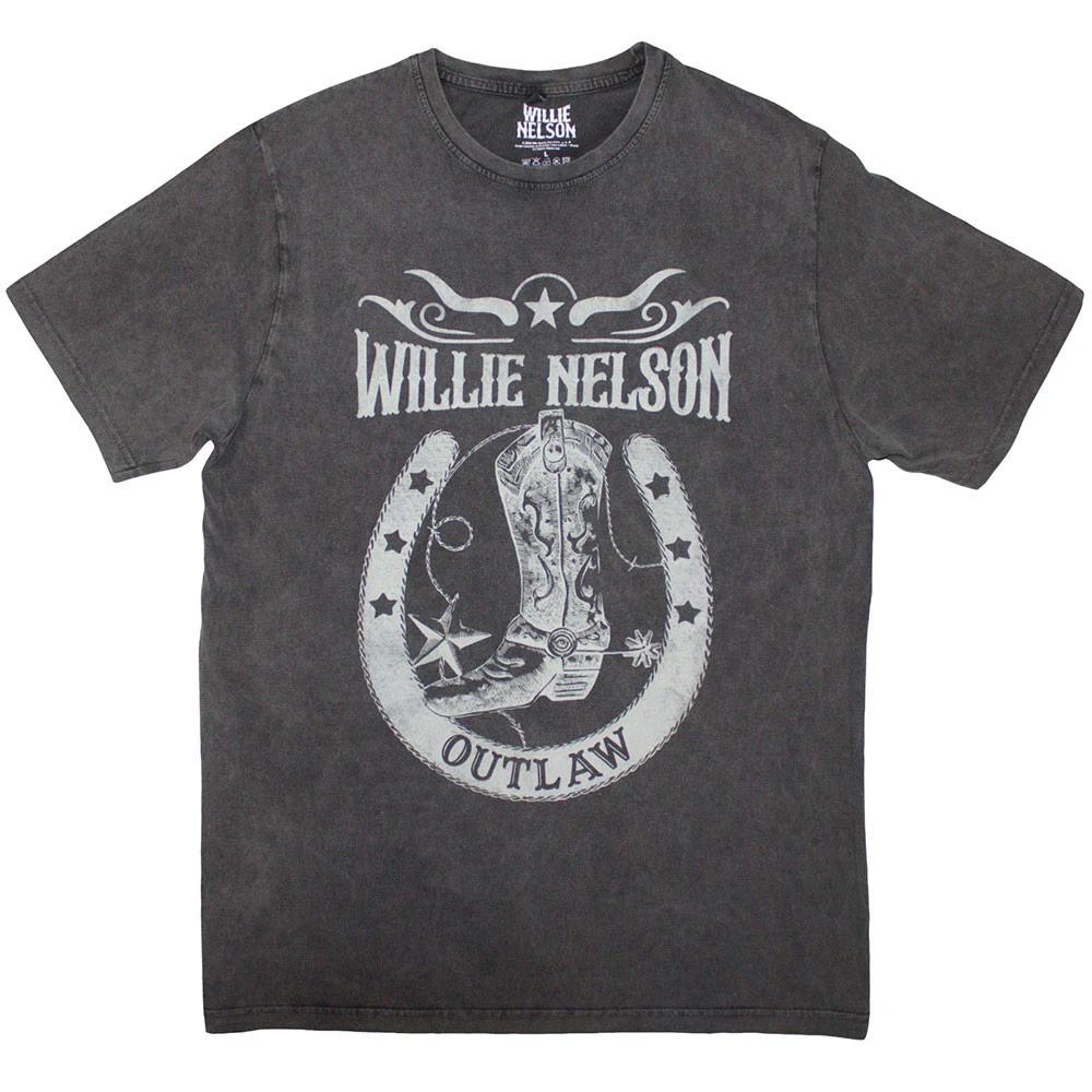 Унисекс футболка с варкой в камне Willie Nelson: вне закона (Угольно-серый) (Маленький) 2XL