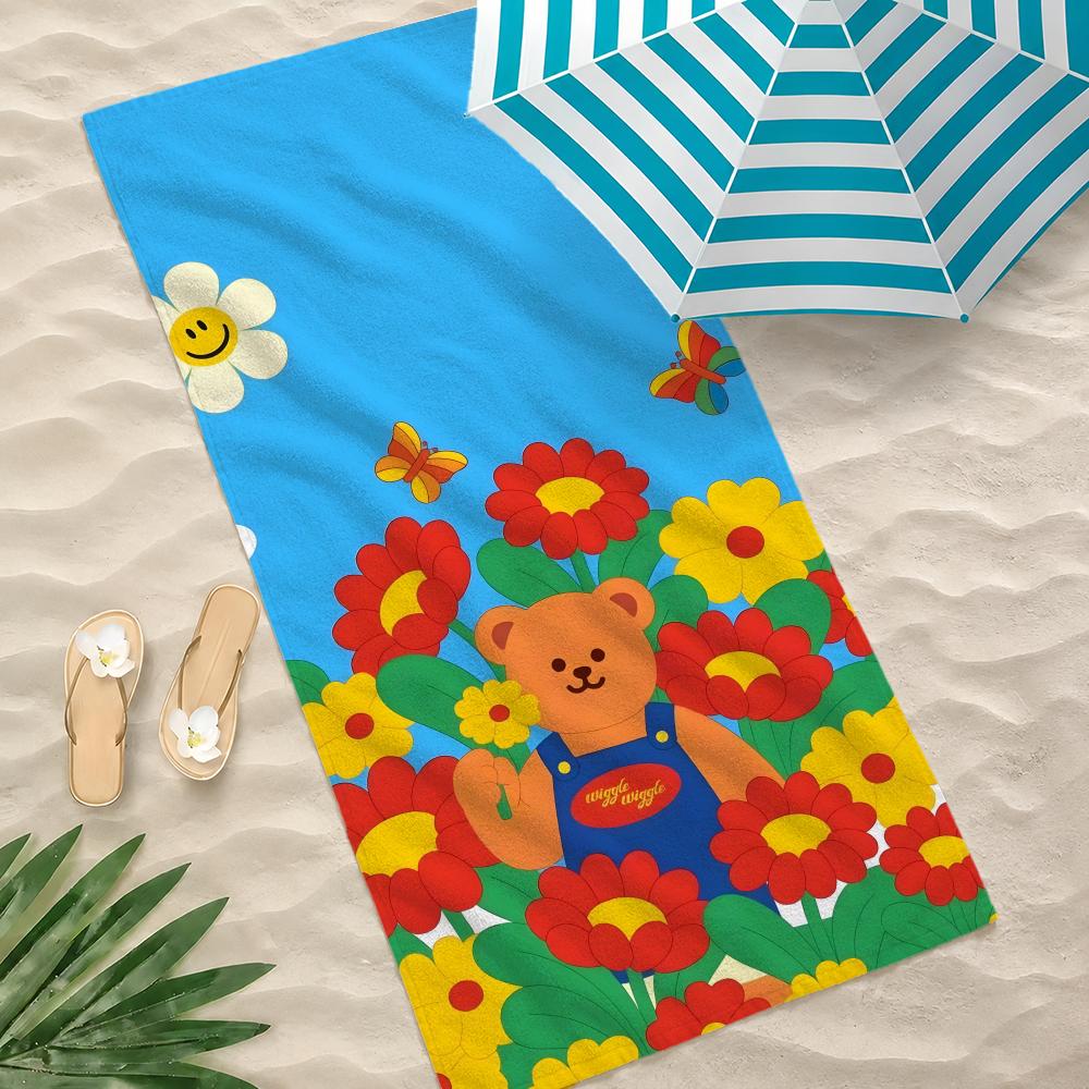 Cartoon Wiggle Cartoon Towel Microfiber Beach Towel Quick Dry Absorbent Soft for Swimming Yoga Resort Travel Camping