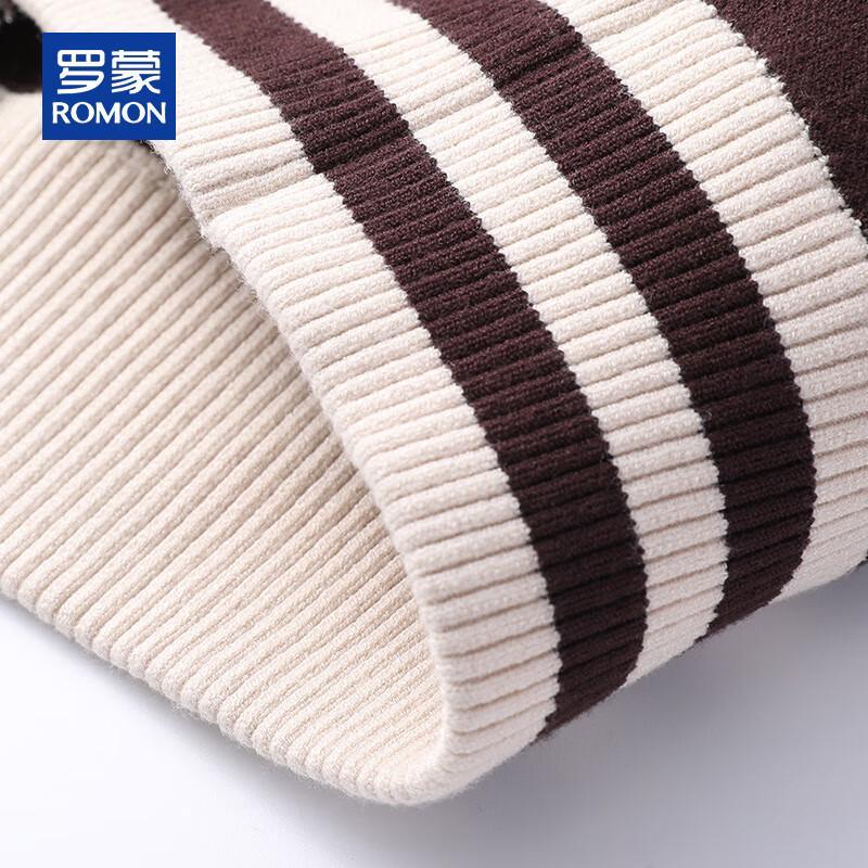 ROMON Men's Full-Zip Lapel Knit Cardigan Sweater