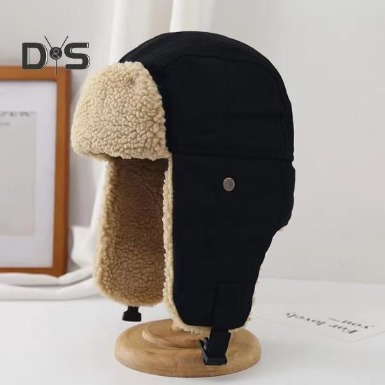 Unisex Winter Hat Thickened Fleece Lined Ear Protection Windoroof Buckle Fasten Heat Retention Outdoor Skiing Skating Snowboarding Lei Feng Hat