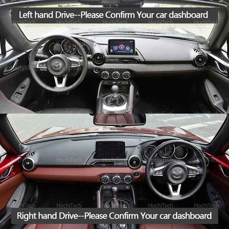 Anti-UV Suede Leather Dashmat For Mazda MX-5 MX5 Roadster Miata ND 2015- Black/Brown Dashboard Cover Sun Shade Carpet Pad