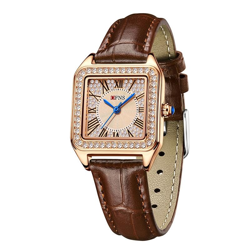 SANDA Fashion Lightweight Women's Quartz Watch Diamond Square Elegant Roman Waterproof Women's Quartz Watch