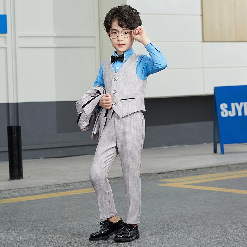 Children's Korean Style Gentleman Formal Three-Piece Suit for Boys - Wedding, Photography, and Performance Wear.