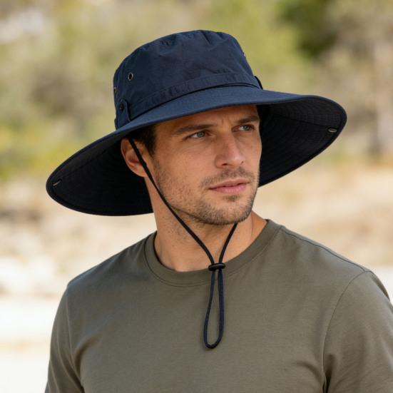 Cappello a Secchiello con Bordo Extra Large, Vestibilità Regolabile, Cappello da Pescatore, Fibbia Antivento, Pieghevole, per Viaggio, Outdoor, Cappello Blocca Raggi UV