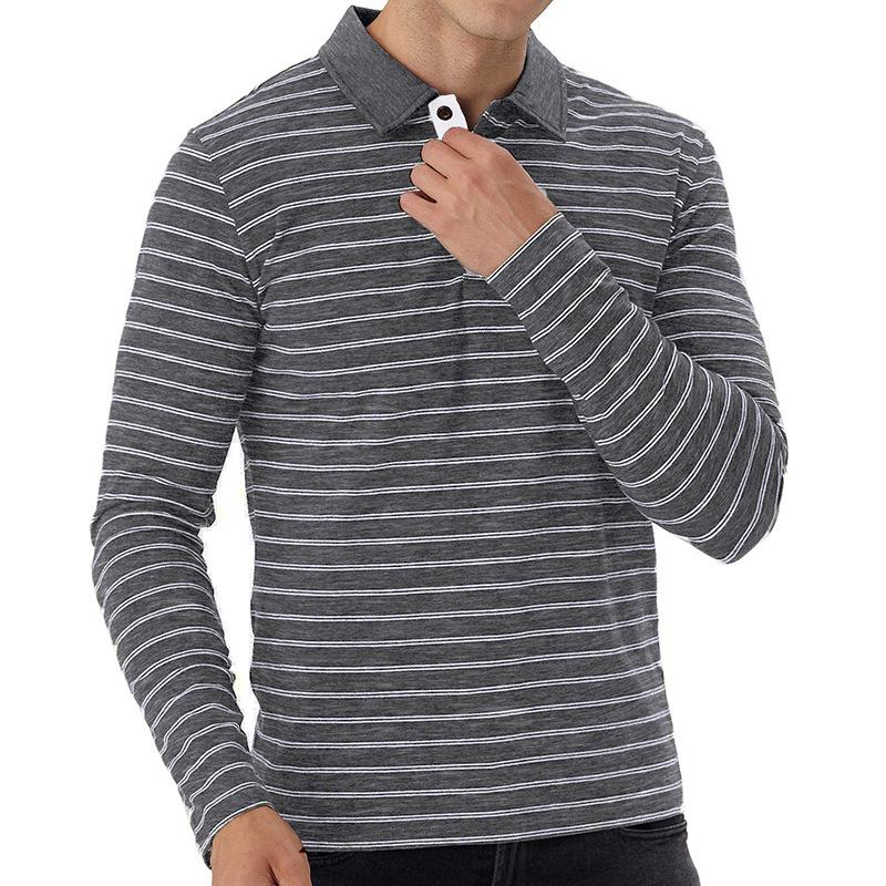 Men's high-end golf striped polo shirt t-shirt men's lapel Paul shirt long sleeve tops