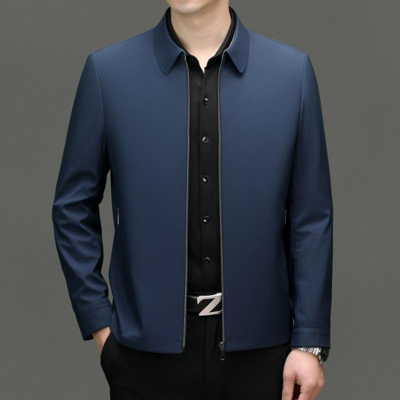 Executive Business Jacket Men's Mulberry Silk Spring and Autumn Middle-aged Dad Lapel Cadre Civil Servant Jacket