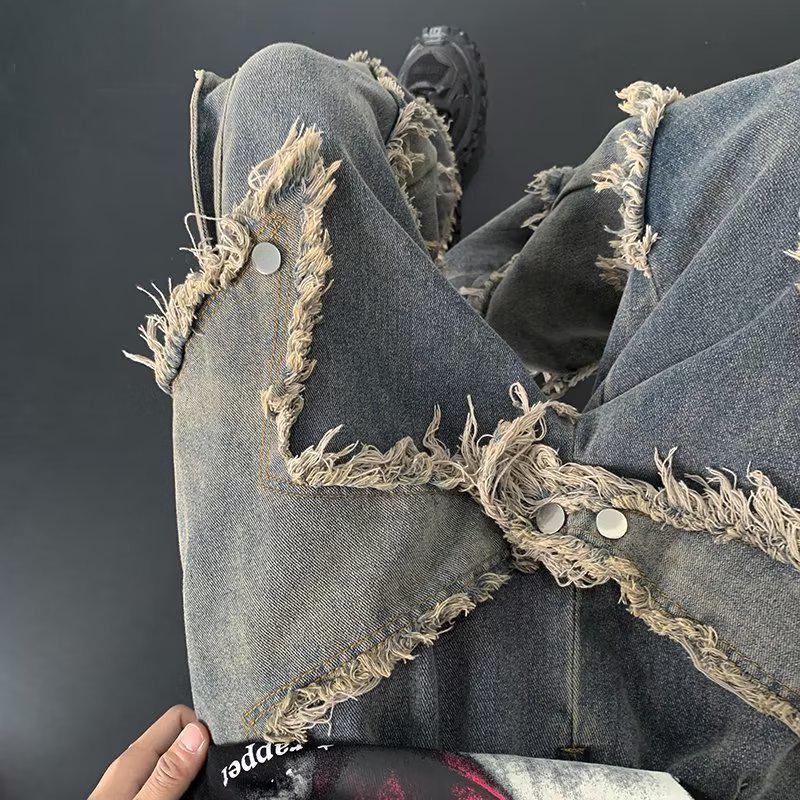 Jeans Dritti a Gamba Larga Americani Retro 2024 – Stile Estivo High Street, Vestibilità Ampia, Design di Nicchia