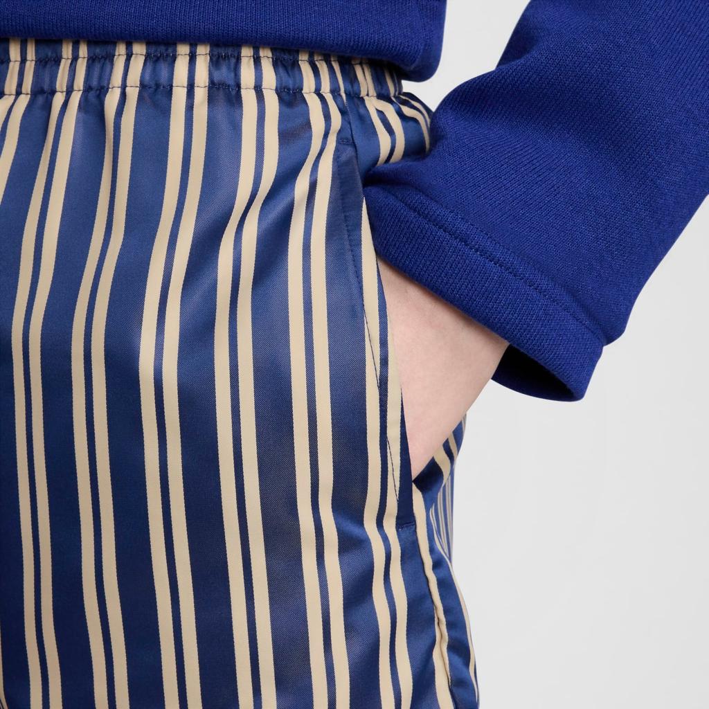 Nike X Bode Astro Grabber SS24 Striped Elastic Mid-Waist Fitted Warm Casual Shorts Unisex Bottoms Blue White FJ0206-122