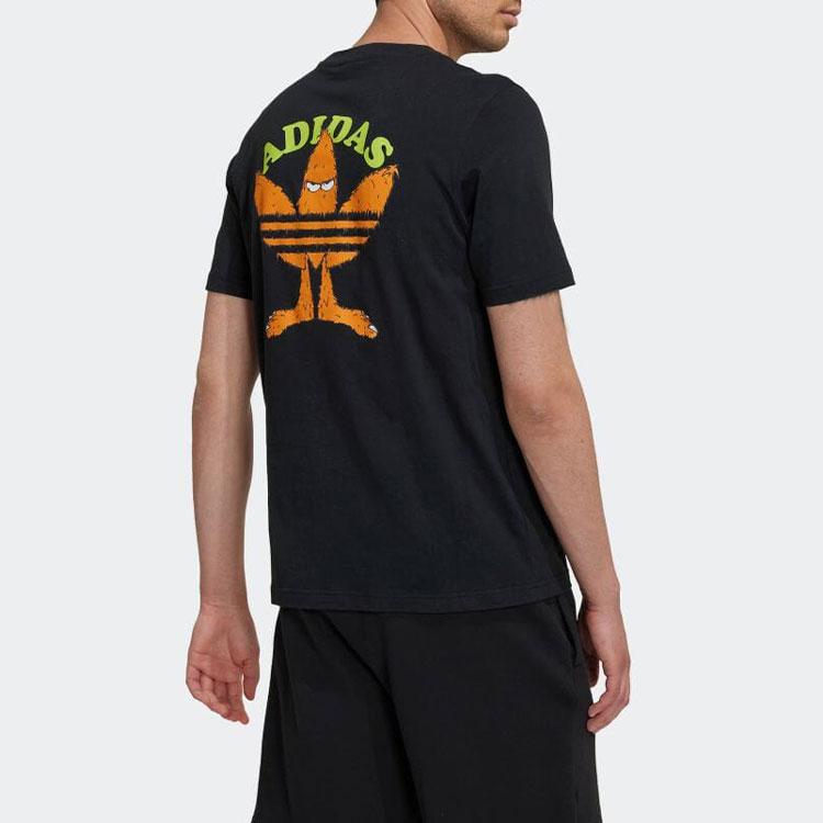 adidas Logo Print Round Neck Sports T-Shirt - Japan Edition Men Tops Black HM2493