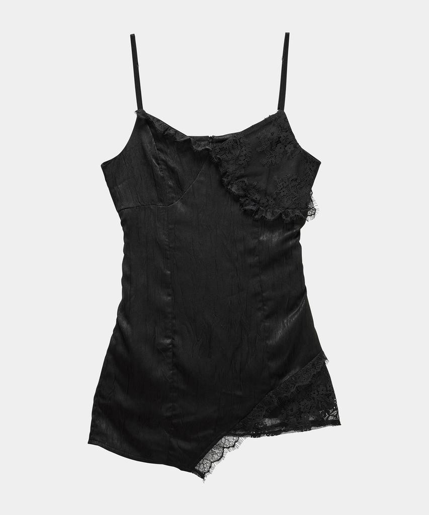 ETRE AU SOMMET Double Layer Lace Back Corset Slip (Black)