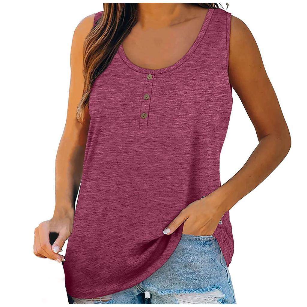 Fashion Women's Sexy Solid Color Sleeveless Button Self Cultivation Top