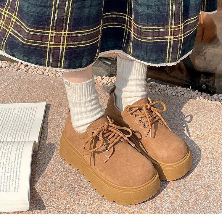 Muffin bottom thick-soled lace-up matte new retro small man looks thin and increases height Birkenstock single shoes
