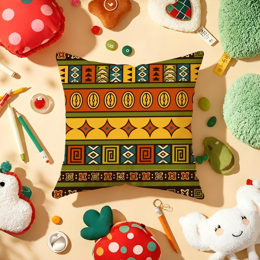 Ethnic Retro Bohemian Cushion Cover Soft Short Plush DoubleSided Printing Home Decor Machine Washable Pillow Case Gift