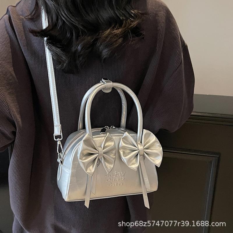 Shoulder bag fresh 2025 new women's bag Korean fashion bow new hand-to-hand small women's bag crossbody shell bag