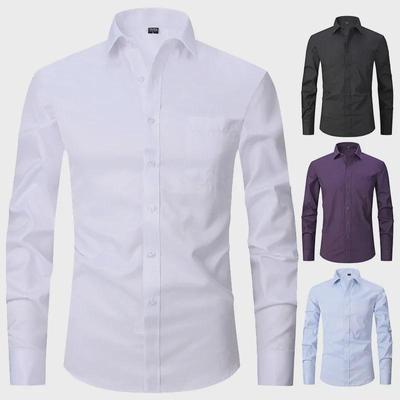 "2025 Men's High-End French Cuff Business Shirt - Long-Sleeve Summer Collection"
