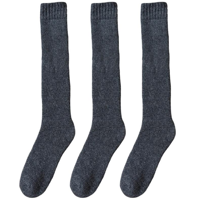 3 Pair Winter Thick Warm Knee-High Men's Wool Socks Men's Merino Calf Socks Casual Cashmere Terry Socks Fashion Stockings Men