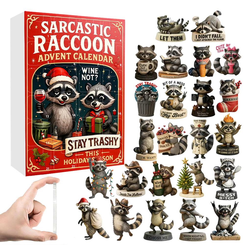 Sarcastic Raccoon Advent Calendar 2025 24 Days Christmas Countdown Calendar Holiday Gift for Friends  Raccoon Lovers