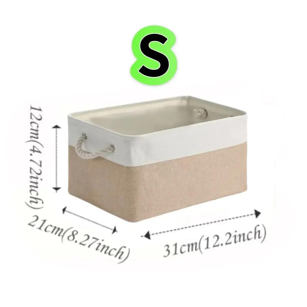 Foldable Storage Bins with Sturdy Cotton Handles Fabric Sundries Storage Basket for Home/Children's Toys/Wardrobe/Storage Basket