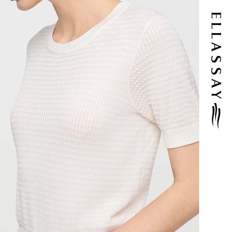ELLASSAY Women's Mulberry Silk Round Neck Knit Top