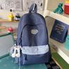 Schoolbag Fog Hemp Gray Blue Stripe Japanese Ins Junior High School Students Campus Class Commuting Versatile Going Out Lightweight Backpack
