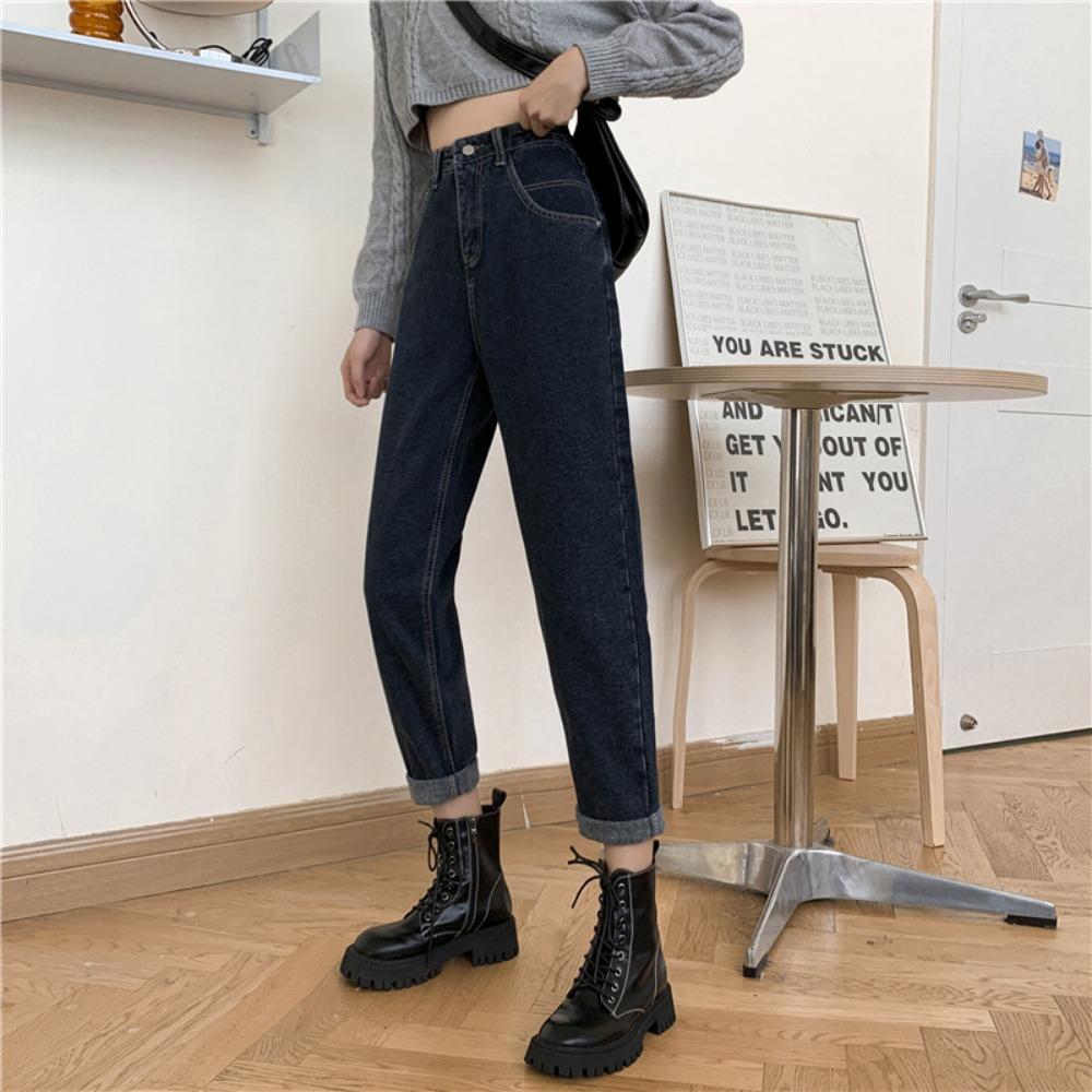 Fashion jeans 2025 autumn and winter new jeans high waist thin small retro straight pants tide