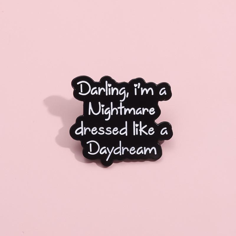 Letter English Stylish Brooch Fashionable Geometric Pin For Trendy Outfits