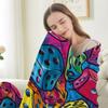 Bunte Würfel-Print Flanell-Kuscheldecke – Lustiges Geschenk für Gamer für Home Office Sofa Auto Nickerchen