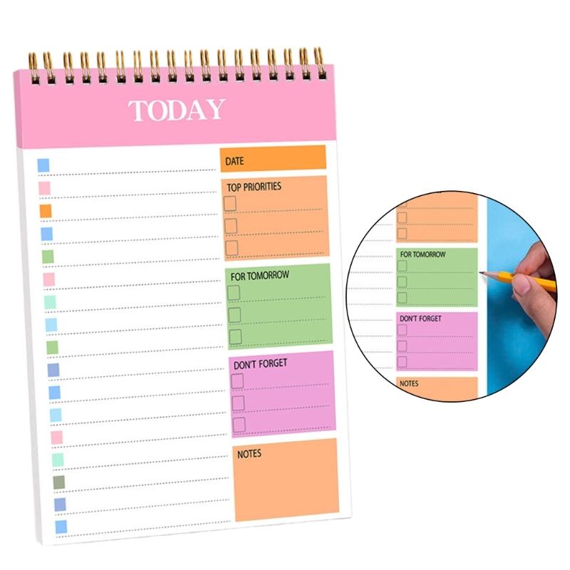 Twin Wire Binding Planner Notebook 104 Pages 5.5x8.66Inch Portable Journal Daily Planner Writing Notepads For Planning