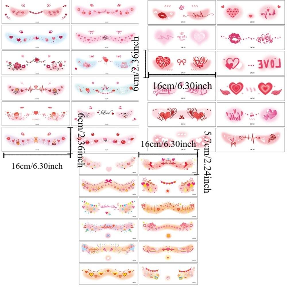 Lips Cheek Temporary Stickers Disposable Love Face Stickers Valentine's Day Tattoo Take Photos