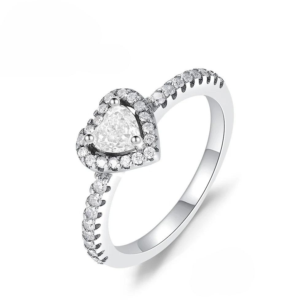 925 Silver Pink Bow Ring Timeless  Red Blue Heart Finger Rings For Women Wedding Crystal Ring Jewelry Gift 2025