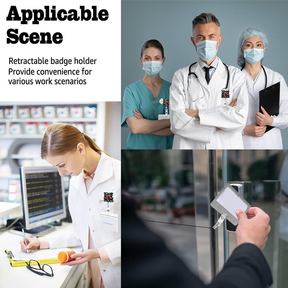 Scalable Black Badge Reel with Crocodile Clip. A Fun Medical ID Gift for Doctors & Nurses.