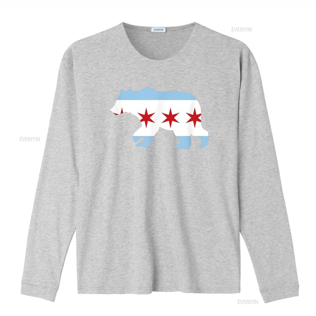 BEAR Chicago Flaggen Stadt T-Shirt vintage gewaschen leicht vielseitig Unisex Mann bequem atmungsaktiv weich Mode Streetwear