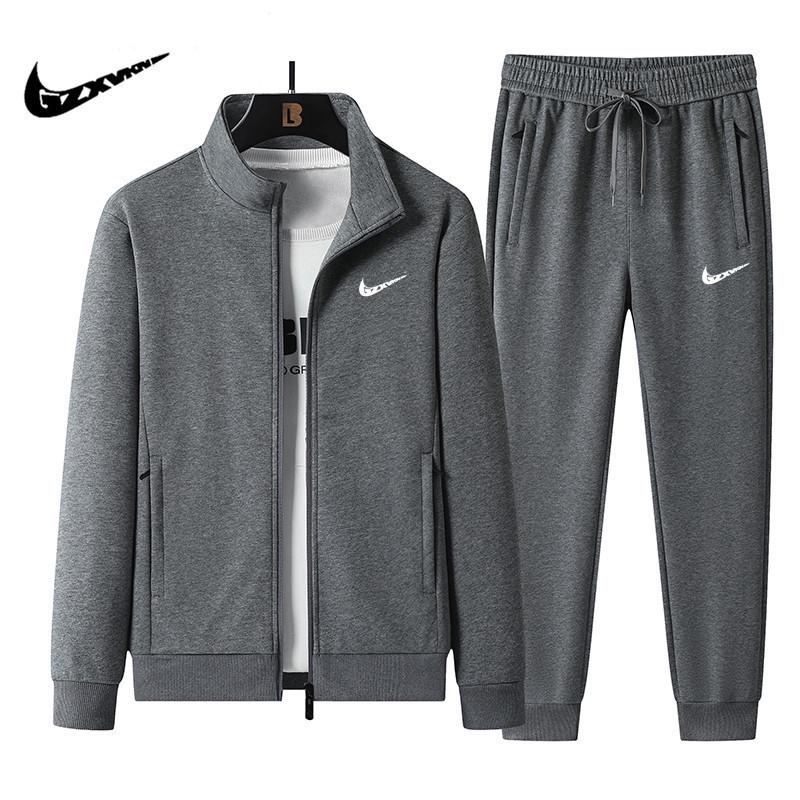 2025 Herren Freizeit Baumwoll Trainingsanzug Set: Reißverschluss-Strickjacke & Sportbekleidung Zweiteiler