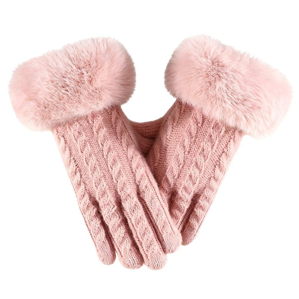 Windproof Knitted Gloves Warm Outdoor Sports Gloves Fashion Cycling Gloves  for Women