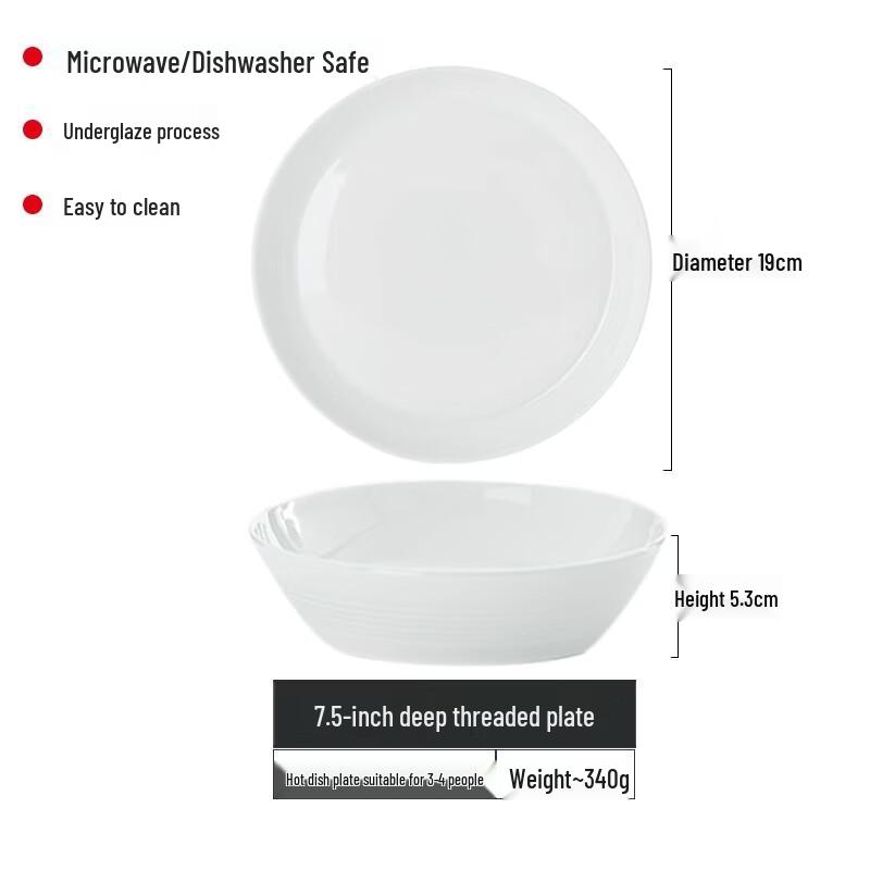 Zhi Shi Underglaze Bone China Deep Plate Set