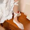 Women Crisscross Ribbon Bandages Low Cut Antislip Cotton Socks Japanese Style Dancing Party Solid Invisible Short Socks