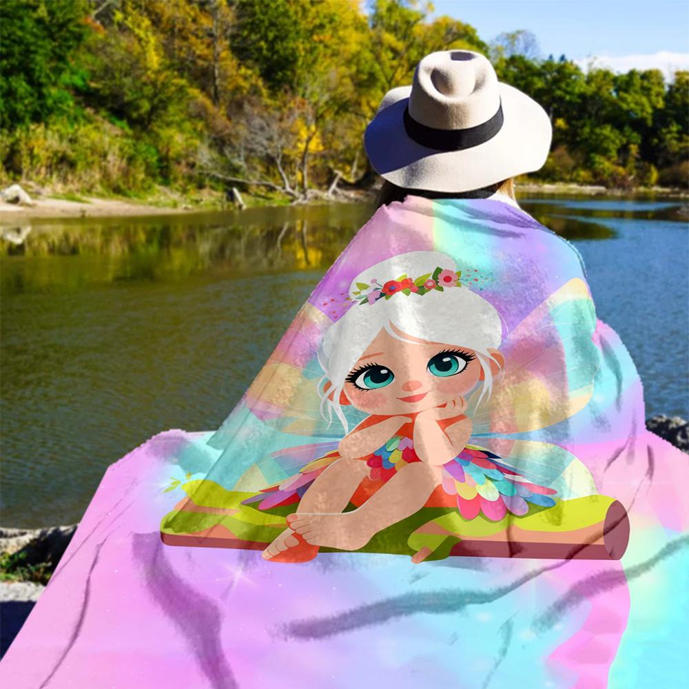 Feen-Regenbogen Outdoor Flanell-Decken, Outdoor-Reise, Heimdecken, Fan-Geschenke, Geeignet für alle Jahreszeiten, Weihnachtsgeschenke. R1127171