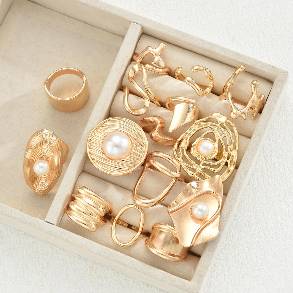 iF ME 15 Pcs Lava Line Flower Ring Set Fashion Women Dainty Jewelry For Daily Wear Party Wedding Birthday Christmas Gift.