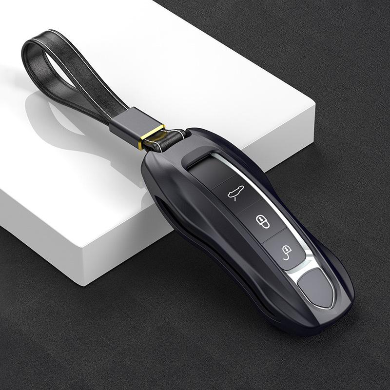 

Car Aluminium Alloy Remote Smart Key Cover Fob Case key Shell For porsche Cayenne Macan panamera car-covers car-styling чёрный